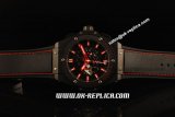 Hublot King Power F1 Monza Automatic Movement PVD Case with Black Dial and Red Markers - Black Rubber Strap