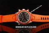 Omega Seamaster Planet Ocean Swiss Valjoux 7750 Automatic Movement Red Bezel with Black Dial and Orange Rubber Strap