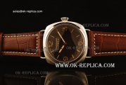 Panerai Vintage 3646 Style Radiomir Swiss ETA 6497 Manual Winding Steel Case with Black Dial and Brown Leather Strap - Arabic Numerals