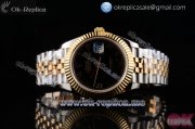 Rolex Datejust II Clone Rolex 3135 Automatic Yellow Gold/Steel Case with Black Dial Roman Numeral Makrers and Two Tone Bracelet (BP)