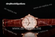 Vacheron Constantin Patrimony Miyota 9015 Automatic Rose Gold Case with White Dial Diamonds/Numeral Markers and Brown Leather Strap