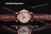 Vacheron Constantin Malte Swiss ETA 2824 Automatic Rose Gold Case With White Dial Diamonds Markers and Brown Leather Strap