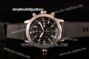 IWC Aquatimer Chrono Miyota Quartz Steel Case with Black Dial Stick Markers and Black Rubber Strap