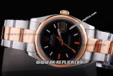 Rolex Milgauss Automatic Movement with Black Dial and Rose Gold Bezel-Two Tone Strap