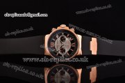 Ulysse Nardin Maxi Marine Chrono Miyota OS20 Quartz Rose Gold Case with Black Dial Rose Gold Roman Markers and Black Rubber Strap