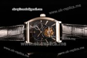 Vacheron Constantin Malte Tourbillon Power Reserve Swiss Tourbillon Manual Winding Steel Case with Black Dial Stick Markers and Black Leather Strap