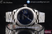 Rolex Day-Date Clone Rolex 3255 Automatic Steel Case with Blue Dial Roman Numeral Markers and Stainless Steel Bracelet (AAAF)
