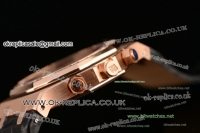 Audemars Piguet Royal Oak Chrono Miyota OS20 Quartz Rose Gold Case with White Dial and Black Leather Strap - 7750 Coating