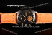 Panerai Firenze 1860 PAM 765 Asia Automatic PVD Case with Black Dial Arabic Numeral Markers and Brown Leather Strap