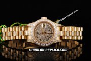 Rolex Datejust Automatic Movement ETA Case with Diamond Bezel-Diamond Dial and Gold Strap