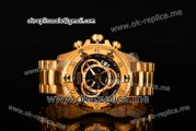 Invicta Orignial Excursion Chrono Swiss Ronda 5040 D Quartz Full Yellow Gold with Black Dial and Arabic Numeral Markers