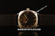Panerai Vintage 3646 Style Radiomir Swiss ETA 6497 Manual Winding Steel Case with Black Dial and Black Leather Strap - Luminous Markers