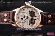 IWC Big Pilot Double Tourbillon Asia ST28 Automatic Rose Gold Case with White Dial Stick/Arabic Numeral Markers and Brown Leather Strap (BP)