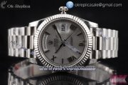 Rolex Day-Date Clone Rolex 3255 Automatic Steel Case with Gray Dial Roman Numeral Markers and Stainless Steel Bracelet (AAAF)