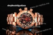 Invicta Orignial Excursion Chrono Swiss Ronda 5040 D Quartz Full Rose Gold with Black/Rose Gold Skeleton Dial and White Dot Markers