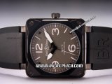 Bell&Ross BR01-92 Automatic Movement PVD Case with Grey Dial and Black Rubber Strap-White Markers-Limited Edition