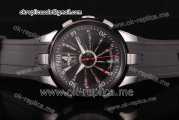 Perrelet Turbine XL Asia Automatic Steel Case with Black/White Rotating Dial Stick/Arabic Numeral Markers and Black Rubber Strap