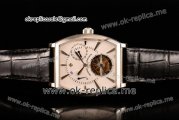 Vacheron Constantin Malte Tourbillon Power Reserve Swiss Tourbillon Manual Winding Steel Case with White Dial Stick Markers and Black Leather Strap