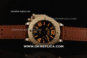 U-Boat U-42 Automatic Movement Steel Case with Black Dial and Brown Leather Strap - Orange Markers