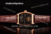 Vacheron Constantin Malte Tourbillon Regulateur Swiss Tourbillon Manual Winding Rose Gold Case with Black Dial and Brown Croco Leather Strap (TF)