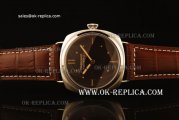 Panerai Vintage 3646 Style Radiomir Swiss ETA 6497 Manual Winding Steel Case with Black Dial and Brown Leather Strap - Beige Markers
