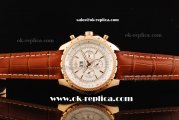 Breitling Bentley Automatic Movement Rose Gold Case with White Dial and Brown Leather Strap