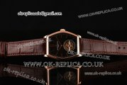 Vacheron Constantin Malte Tourbillon Swiss ST80 Tourbillon Rose Gold Case with Black Dial and Brown Leather Strap (FT)