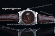 Rolex Sky-Dweller Asia 2813 Automatic Steel Case with Brown Dial and Numeral Markers