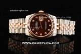 Rolex Datejust Oyster Perpetual Automatic Movement Rose Gold Bezel with Brown Dial and Two Tone Strap-Diamond Markers