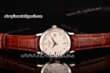 Patek Philippe Calatrava Swiss ETA 2824 Automatic Steel Case with White Dial Diamonds Markers and Brown Leather Strap