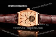 Vacheron Constantin Malte Tourbillon Power Reserve Swiss Tourbillon Manual Winding Rose Gold Case with Beige Dial Stick Markers and Brown Leather Strap