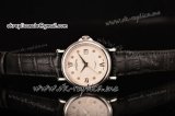 Patek Philippe Calatrava Swiss ETA 2824 Automatic Steel Case with White Dial Diamonds/Roman Numeral Markers and Black Leather Strap