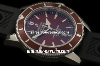 Breitling SuperOcean Heritage Swiss ETA 2824 Automatic Movement Silver Case with Brown Bezel-Brown Dial and Black Rubber Strap