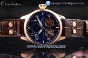 IWC Big Pilot Double Tourbillon Asia ST28 Automatic Rose Gold Case with Blue Dial Stick/Arabic Numeral Markers and Brown Leather Strap (BP)
