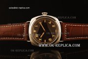 Panerai Vintage 3646 Style Radiomir Swiss ETA 6497 Manual Winding Steel Case with Black Dial and Brown Leather Strap