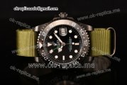 Rolex GMT-Master II Asia Automatic PVD Case with Black Dial Dot Markers and Green Nylon Strap