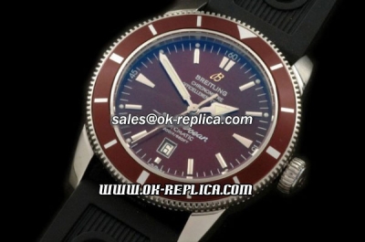 Breitling SuperOcean Heritage Swiss ETA 2824 Automatic Movement Silver Case with Brown Bezel-Brown Dial and Black Rubber Strap