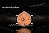 Patek Philippe Calatrava Swiss ETA 2824 Automatic Two Tone Case with Rose Gold Dial Diamonds Bezel and Black Leather Strap