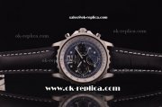 Breitling Chronospace Swiss Valjoux 7750 Automatic Steel Case with Black Dial and Black Leather Strap