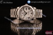 Rolex Day-Date Swiss ETA 2836 Automatic Steel Case with White Dial Roman Numeral Markers and Steel Bracelet (BP)