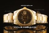 Rolex Datejust II Oyster Perpetual Swiss ETA 2836 Automatic Steel Case with Yellow Gold Bezel and Two Tone Bracelet - Matt Black Dial