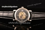 Vacheron Constantin Malte Asia Automatic Steel Case with Black Skeleton Dial Roman Numeral Markers and Black Leather Strap