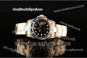 Rolex GMT Master Asia 2813 Automatic Yellow Gold Case with Black Dial and White/Blue Diamond Bezel