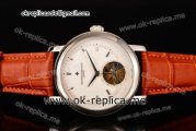 Vacheron Constantin Malte Asia Automatic Steel Case with White Textured Dial Stick Markers and Brown Leather Strap