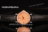 Patek Philippe Calatrava Swiss ETA 2824 Automatic Steel Case with Rose Gold Dial Rose Gold Bezel and Black Leather Strap