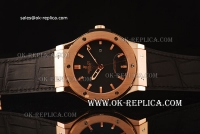 Hublot Classic Fusion 1:1 Original Swiss ETA 2824 Automatic Rose Gold Case with Black Dial and Black Leather Strap