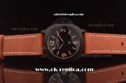 Panerai PAM 360 Luminor Base Logo Swiss ETA 6497 Manual Winding Black DLC Case with Black Dial and Orange Leather Strap 1:1 Original