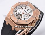 Audemars Piguet Royal Oak Tourbillon Automatic Movement White Dial with Rose Gold Case and Black Numeral Marker