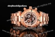 Invicta Orignial Excursion Chrono Swiss Ronda 5040 D Quartz Full Rose Gold with Skeleton Dial and White Dot Markers