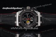 Audemars Piguet Royal Oak Offshore Grand Prix Chrono Japanese Miyota OS10 Quartz Steel Case with Black Dial Stick Markers and Black Leather Strap (EF)